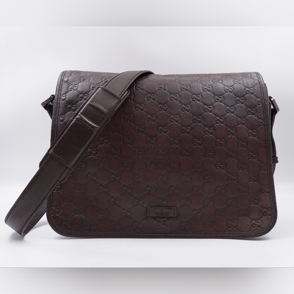 ❌️❌️SOLD❌️❌️BL05❤️ GUCCI Guccissima Flap Messenger Bag - Picture 1 of 14